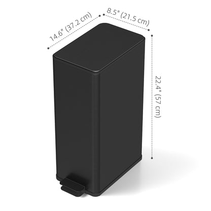 5.3 Gallon Stainless Steel Kitchen Garbage Can with Soft-close Lid, Foot Pedal, Fingerprint-Proof, Black