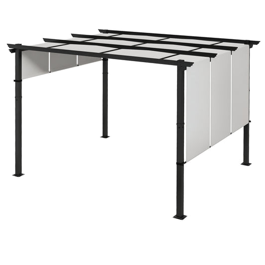 10' x 12' Metal Pergola, Outdoor Pergola with Retractable Canopy, for Garden, Patio, Backyard, Deck