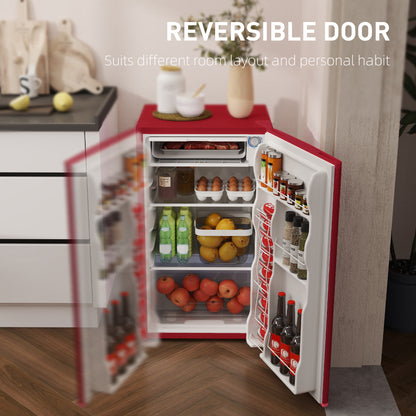 Compact Refrigerator, Mini Fridge with Freezer, Adjustable Shelf, Mechanical Thermostat and Reversible Door, Red