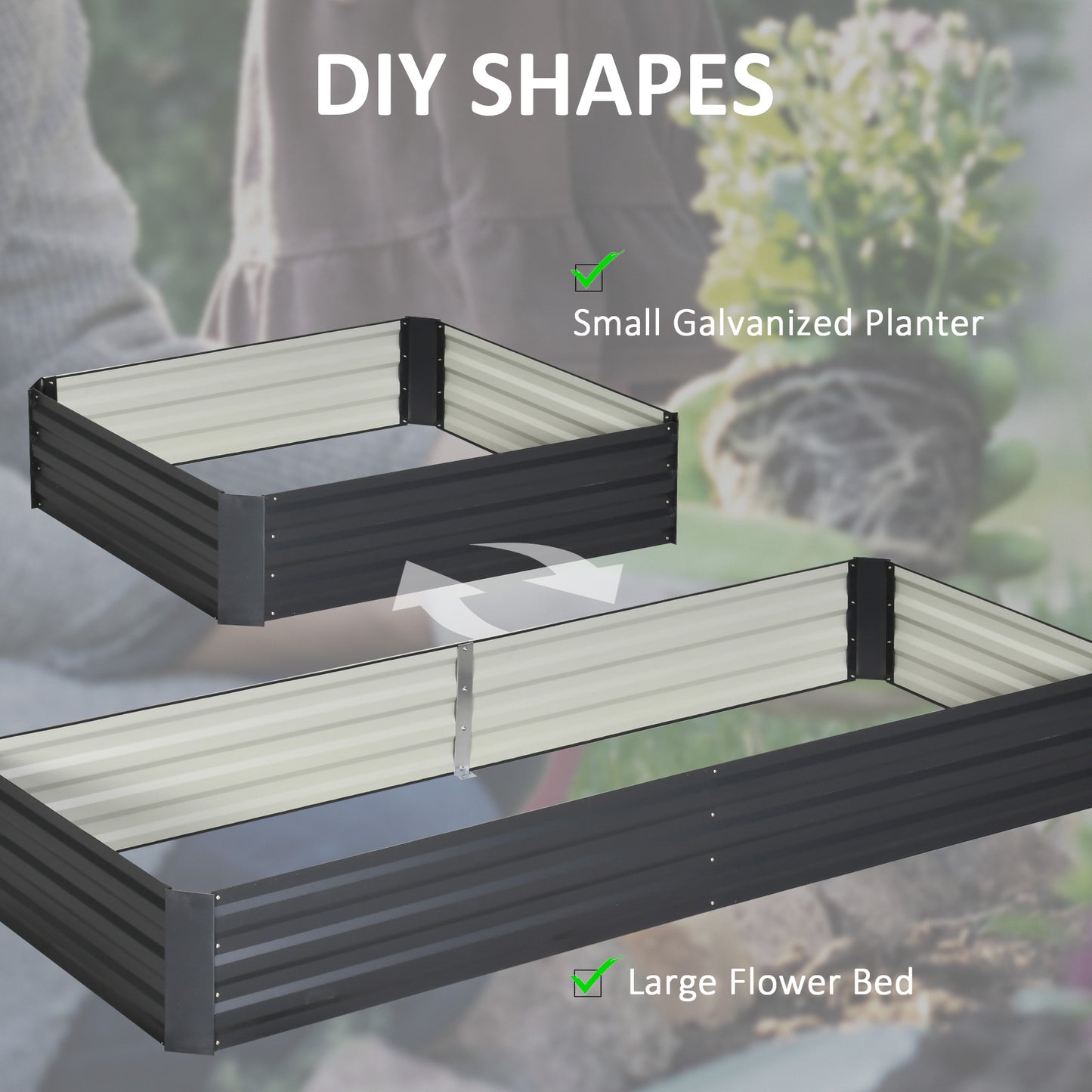95" x 36" x 12" Galvanized Raised Garden Bed, Metal Elevated Planter Box for Growing Flowers, Herbs, Succulents, Grey