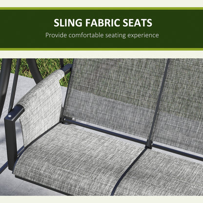 3 Person Outdoor Porch Swing Chair with Adjustable Canopy, Mixed Grey
