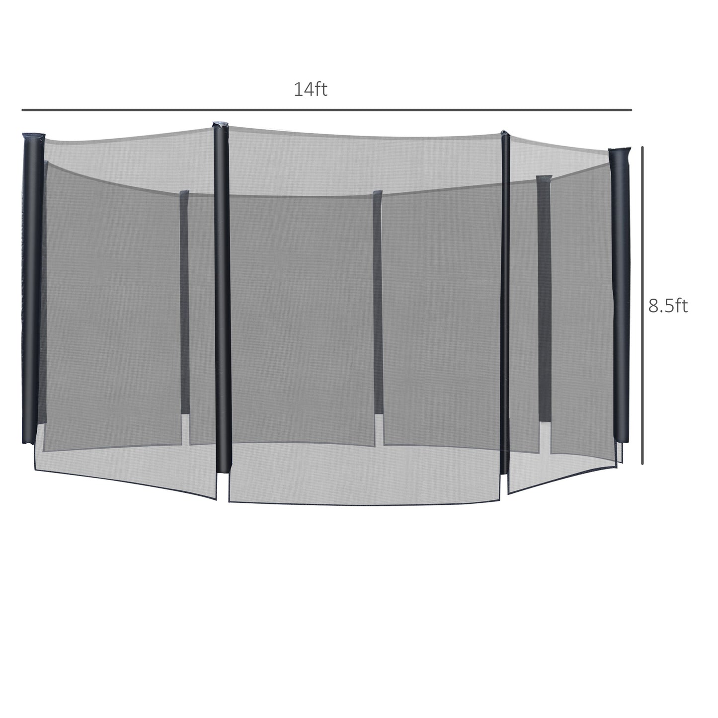 Soozier 12FT Trampoline Net Enclosure Trampolining Bounce Safety Accessories w/ 8 Poles Net Enclosure Only, Black