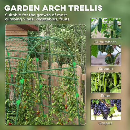 Arched Garden Trellis w/ Climbing Net Metal Cucumber Plant Trellis A-Frame for Climbing Plants 57" x 66" x 81"