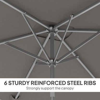 6.5x9.6ft Rectangle Aluminum Tilt Patio Umbrella, Garden Market Parasol, Outdoor Sunshade Canopy with Crank, Light Grey