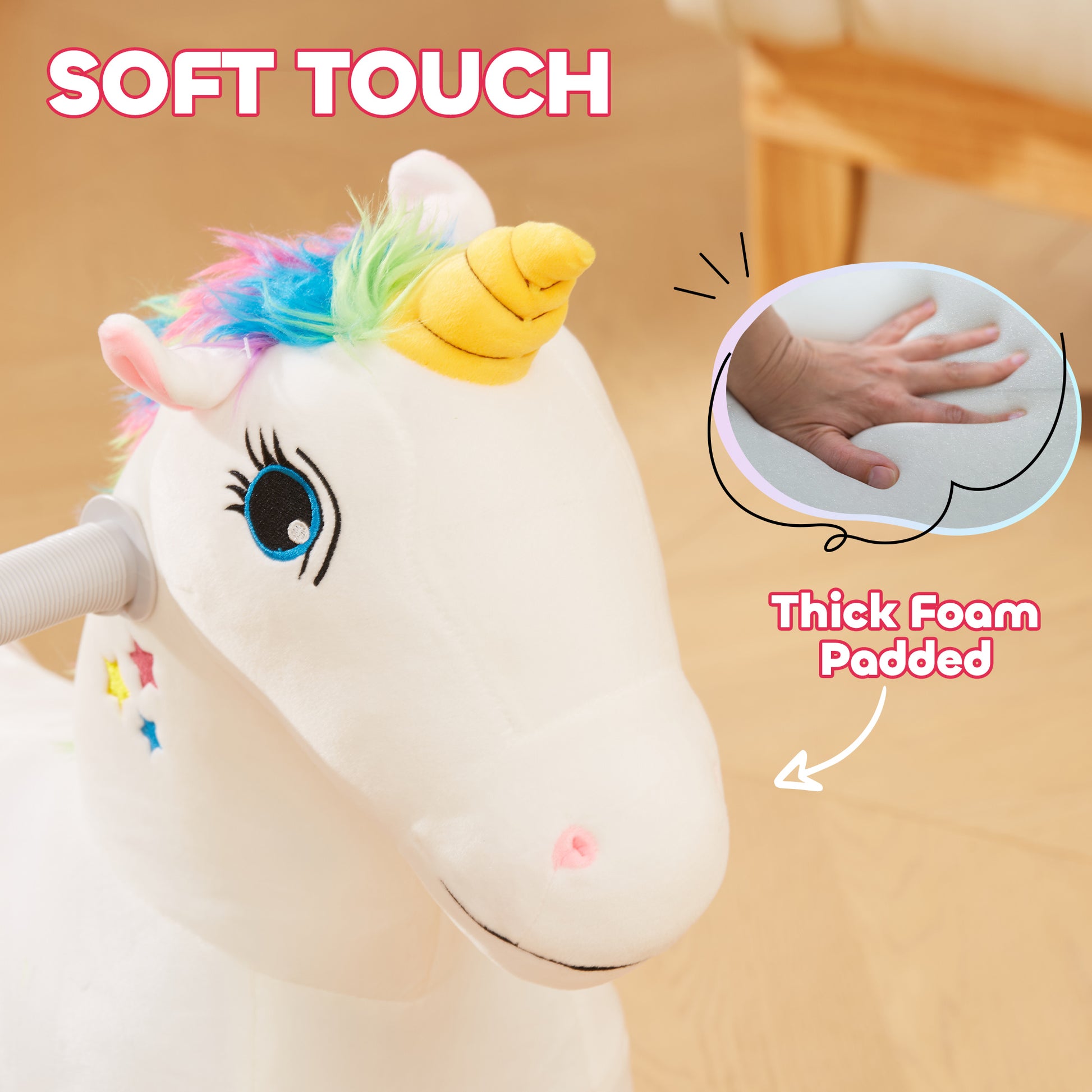 Qaba 6V Ride on Unicorn, Battery Powered Kids Riding Pony with Music Forward, Aged 18-36 Months, White