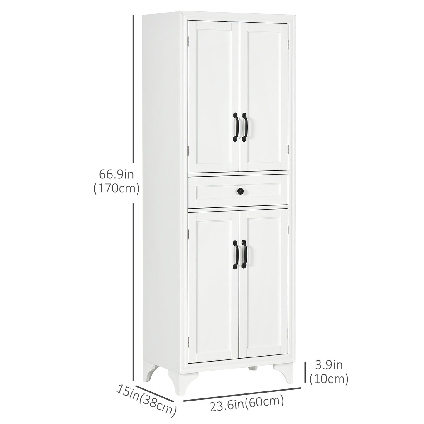 Freestanding Storage Cabinet, Kitchen Pantry Cabinet with 2 Shelves, 4 Doors, Kitchen Storage Cabinets for Dining Room