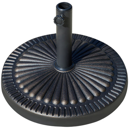 Round Umbrella Base Φ19.1", 31.5 lbs Resin Stand with Decorative Design for Poles 1.5"/1.9", Bronze