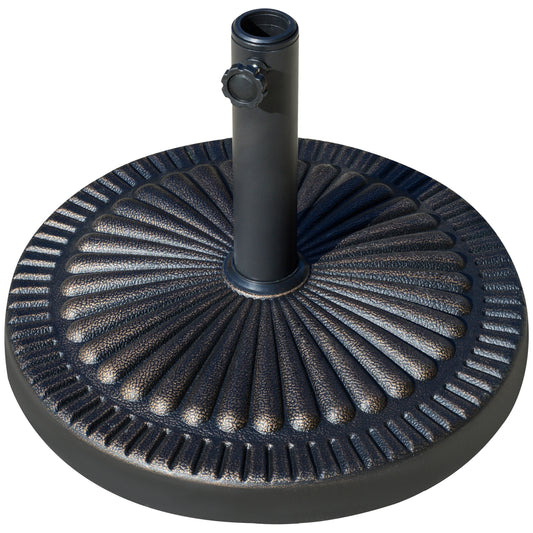 Round Umbrella Base Φ19.1", 31.5 lbs Resin Stand with Decorative Design for Poles 1.5"/1.9", Bronze