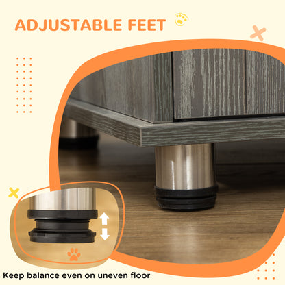 Dog Crate Furniture with Lockable Magnetic Door, Adjustable feet for Small & Medium Dogs, Indoor Use, Grey