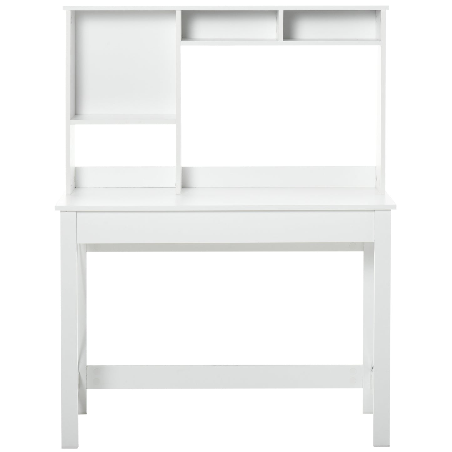 Computer Desk with Hutch, Home Office Table with Storage Shelves and Open Compartments for Writing, Work, White