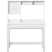 Computer Desk with Hutch, Home Office Table with Storage Shelves and Open Compartments for Writing, Work, White
