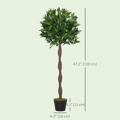 4FT Artificial Laurel Tree Set of 2, Lifelike Fake Plant with 564 Leaves, Potted Fake Plant for Home Office Decor, Green