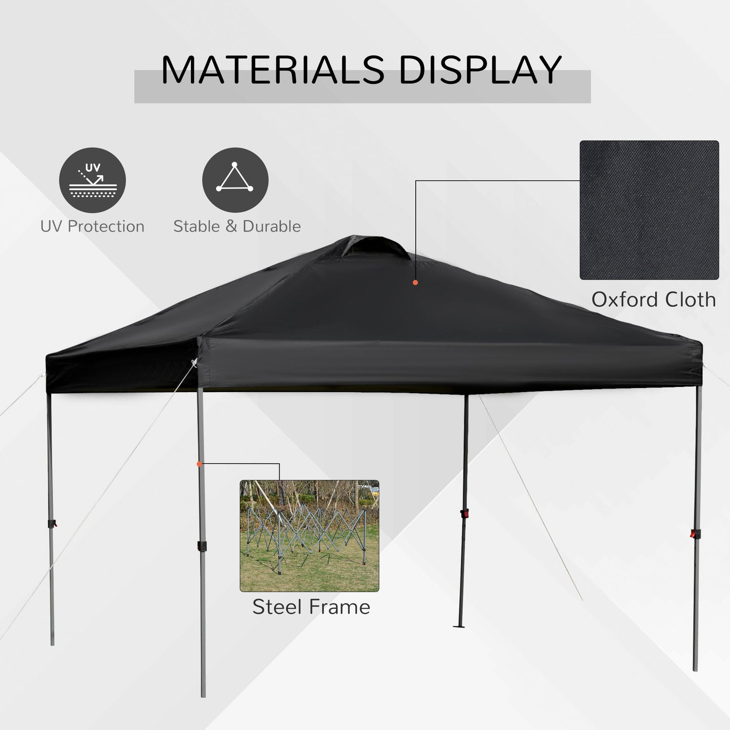 10' x 10' Pop Up Canopy Tent with Airy Top Vents and Wheeled Carry Bag for Outdoor, Garden, Patio, Black
