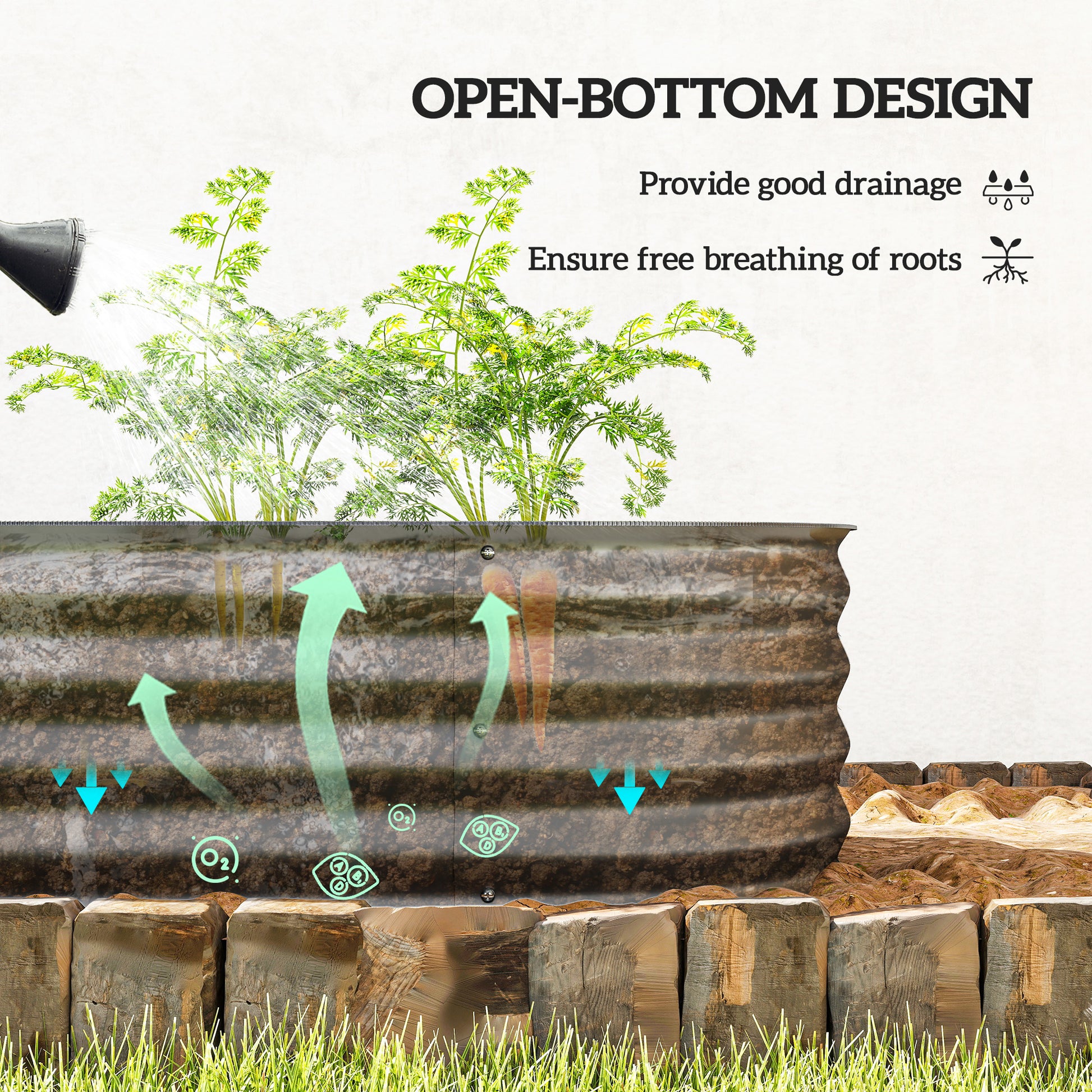 7.9 x 2 x 1ft Galvanized Raised Garden Bed Kit, Metal Planter Box with Safety Edging, Dark Grey