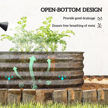 7.9 x 2 x 1ft Galvanized Raised Garden Bed Kit, Metal Planter Box with Safety Edging, Dark Grey