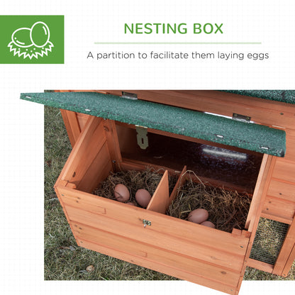 69" Chicken Coop Wooden Hen House Rabbit Hutch Poultry Cage Pen Outdoor Backyard with Outdoor Run Resting Nesting Box Removable Tray Waterproof Asphalt Roof Lockable Door Yellow and Green