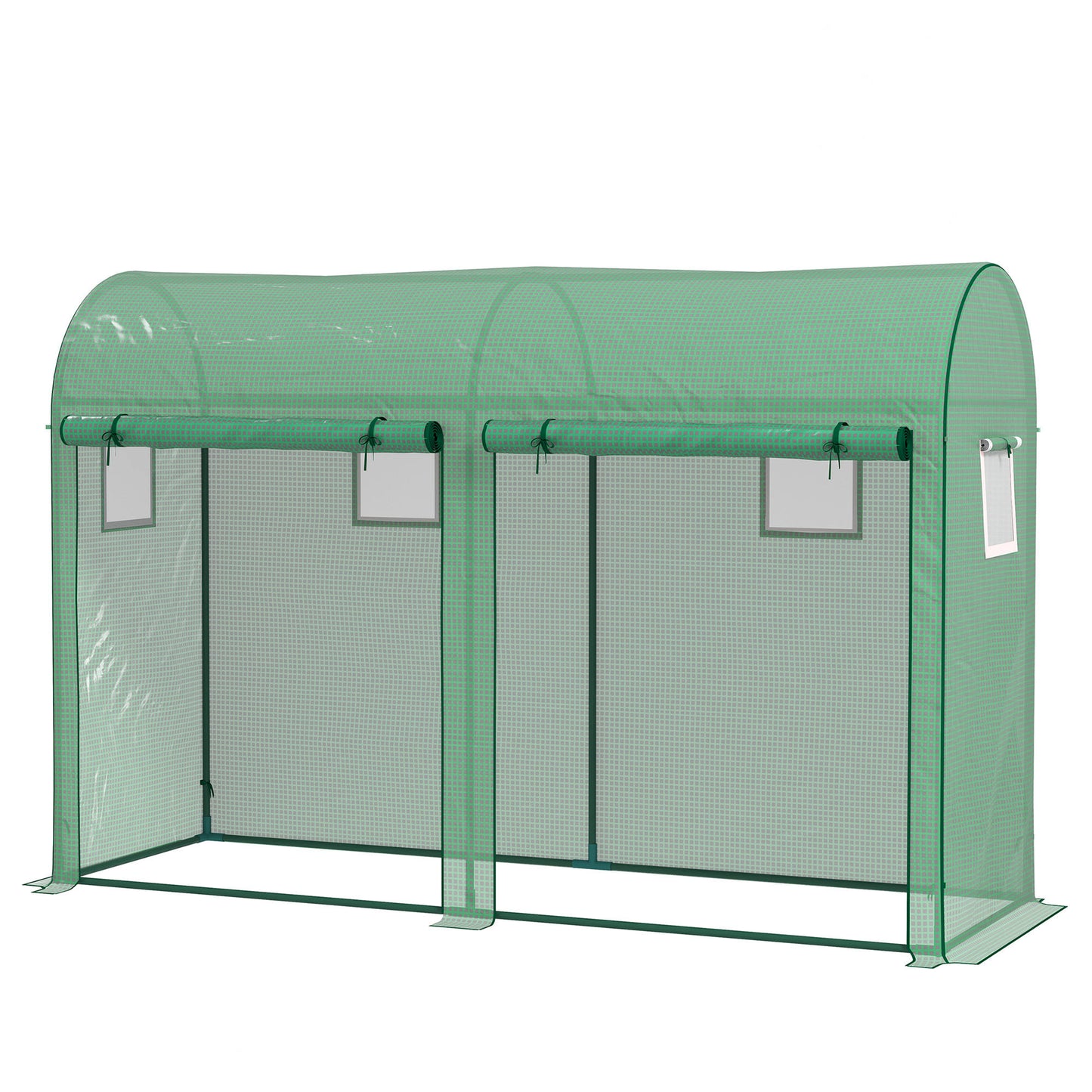 Outdoor Garden Greenhouse, Steel Greenhouse tent with 2 Doors and 4 Windows for Backyard, Patio, 9.8'x3.3'x6.6', Green