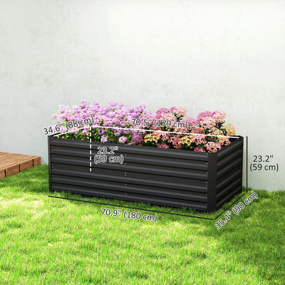 Galvanized Raised Garden Bed, Steel Outdoor Planters with Reinforced Rods, 71" x 35" x 23", Black