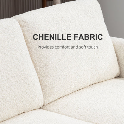 54.3" Loveseat Sofa, 2 Seater Sofa with Removable Cushions, Small Couch with Wood Frame for Living Room, Cream White