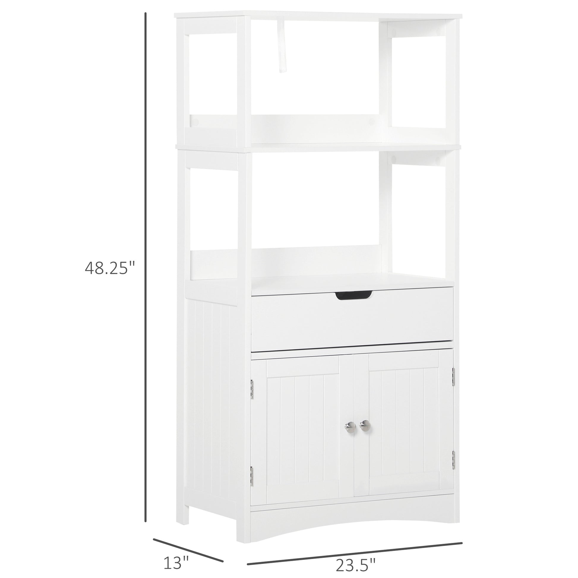Bathroom Floor Cabinet, Free Standing Kitchen Cabinet with Shelves, Drawer and Doors, for Living Room, White
