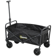 Collapsible Folding Garden Cart, Heavy Duty Lawn Wagon with Universal Wheels and Adjustable Handle, Black