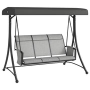 3 Person Outdoor Porch Swing Chair with Adjustable Canopy, Mixed Grey