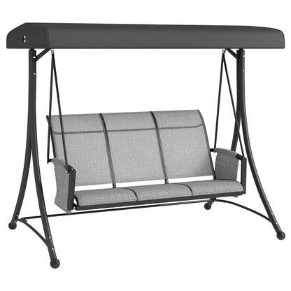 3 Person Outdoor Porch Swing Chair with Adjustable Canopy, Mixed Grey