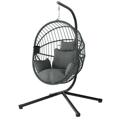 Metal Stand Hanging Egg Chair, with Full Body Padded Seat - Grey