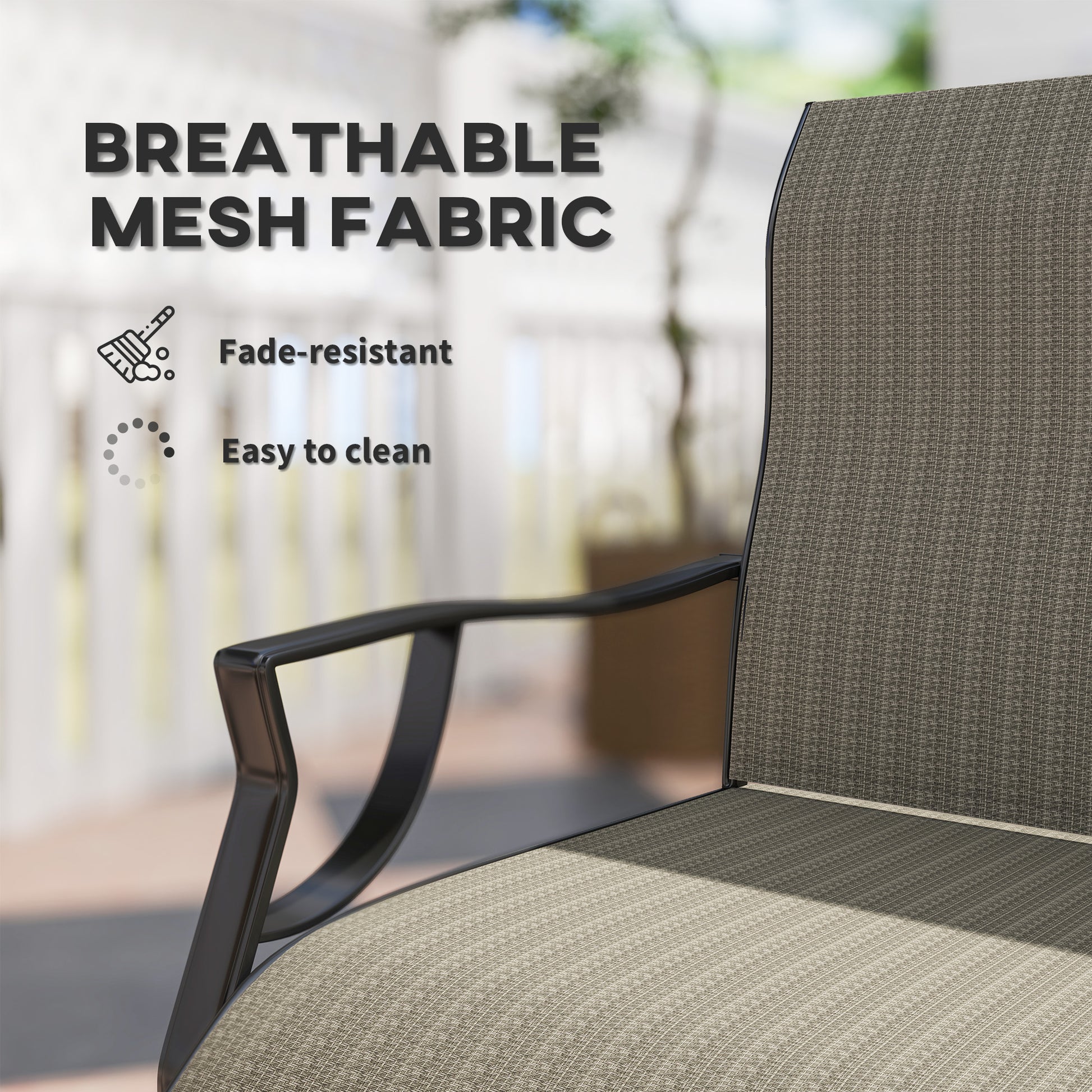 C Spring Motion Patio Chairs Set of 2 with Curved High Backrest, Armrest, All Weather Breathable Fabric, Metal Frame