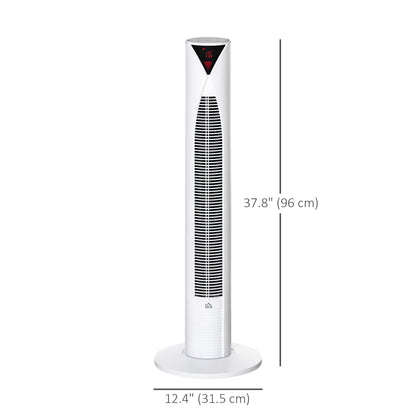 Freestanding Tower Fan Cooling for Home Bedroom with 3 Speed, 12h Timer, Oscillating, LED Sensor Panel, Remote Controller, White