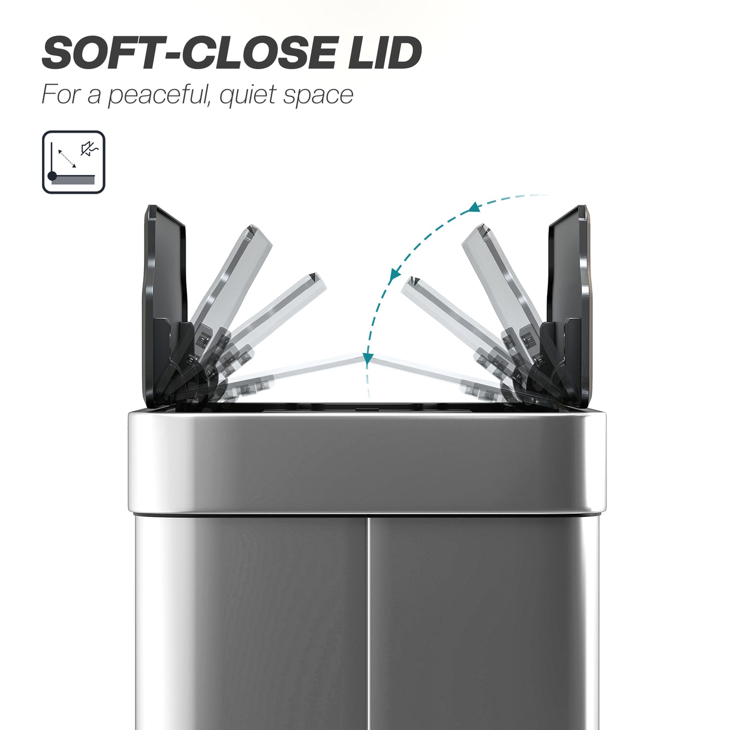 13.2 Gallon Sensor Can, Automatic Garbage Can with Soft-Close Butterfly Lid, Fingerprint-Proof Stainless Steel, Silver