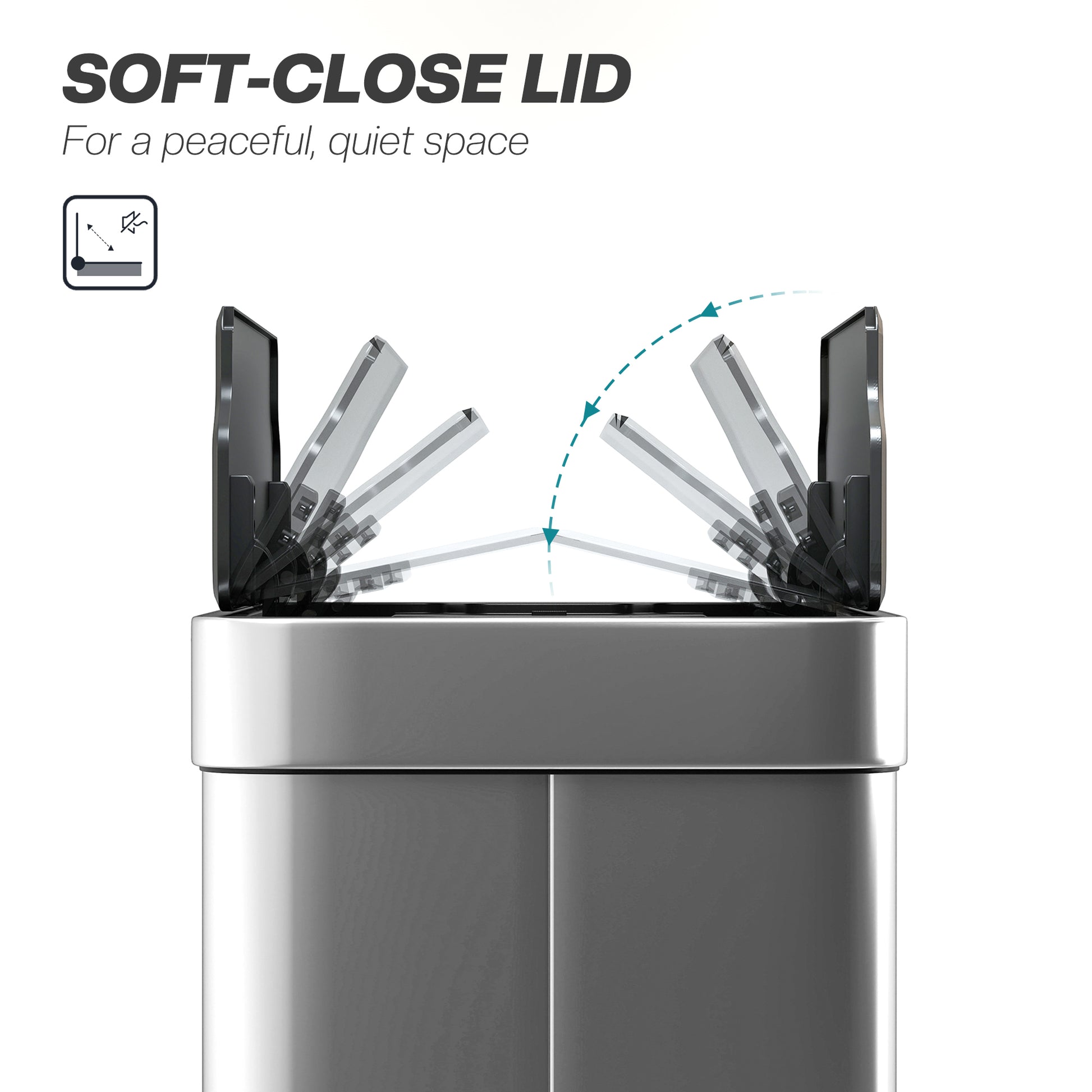 13.2 Gallon Sensor Can, Automatic Garbage Can with Soft-Close Butterfly Lid, Fingerprint-Proof Stainless Steel, Silver