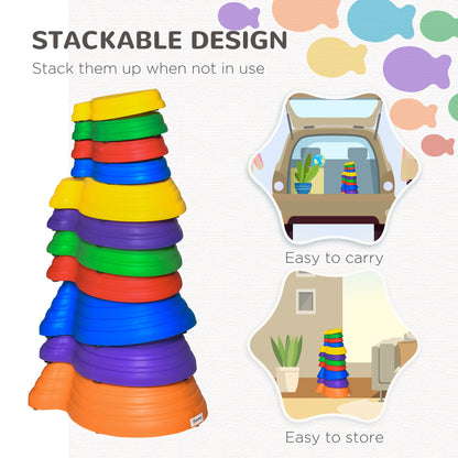 11pcs Balance Stepping Stones for Kids, Fish Style Non-slip Obstacle Course, Larger Size Stackable Balance Blocks Indoor Outdoor
