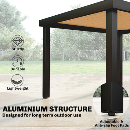 Aluminum Outdoor Dining Table for 6, Patio Rectangular Table, 47.2" x 35.4" x 29.1", Natural