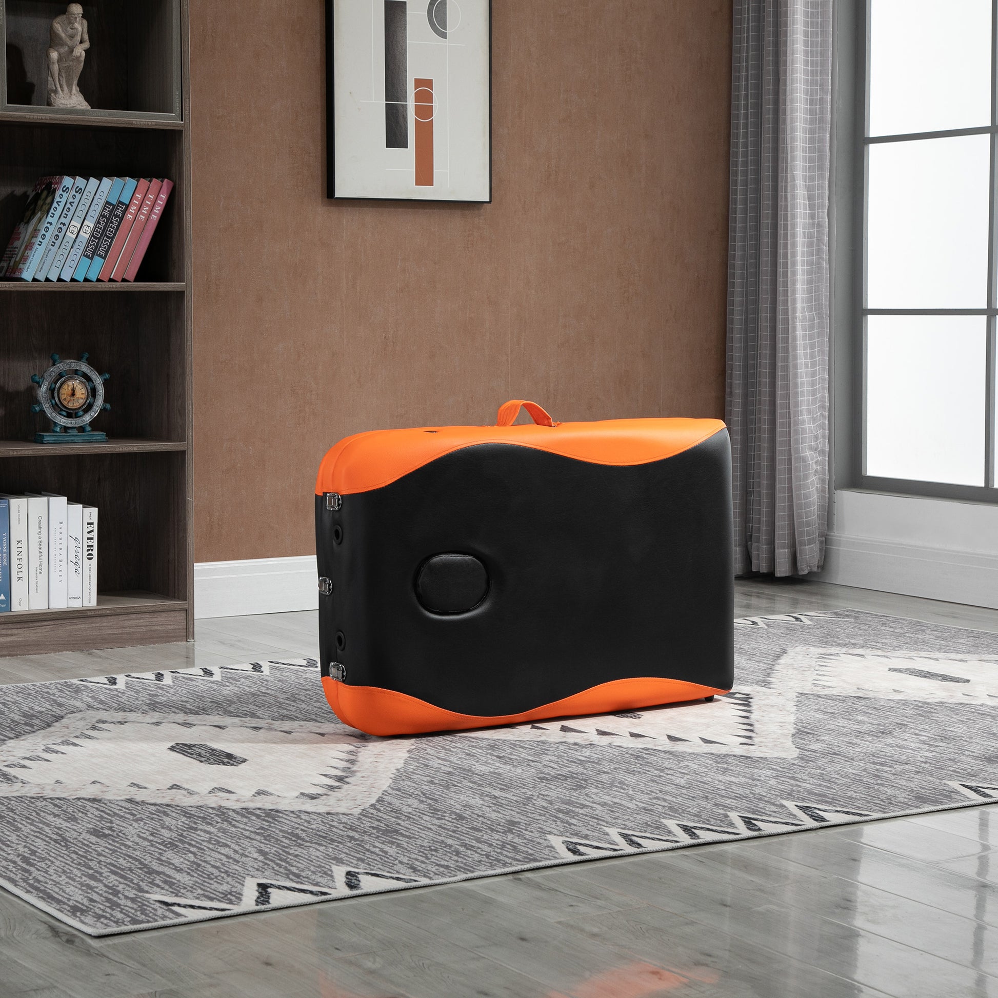 85" 3 Section Foldable Massage Table Professional Salon SPA Facial Couch Bed (Black/Orange)