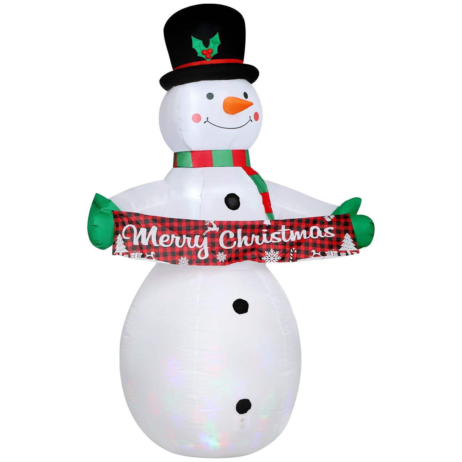 7FT Christmas Inflatables Snowman with Motion-Activated Music and Projector LED Light, Blow Up Inflatable Decoration