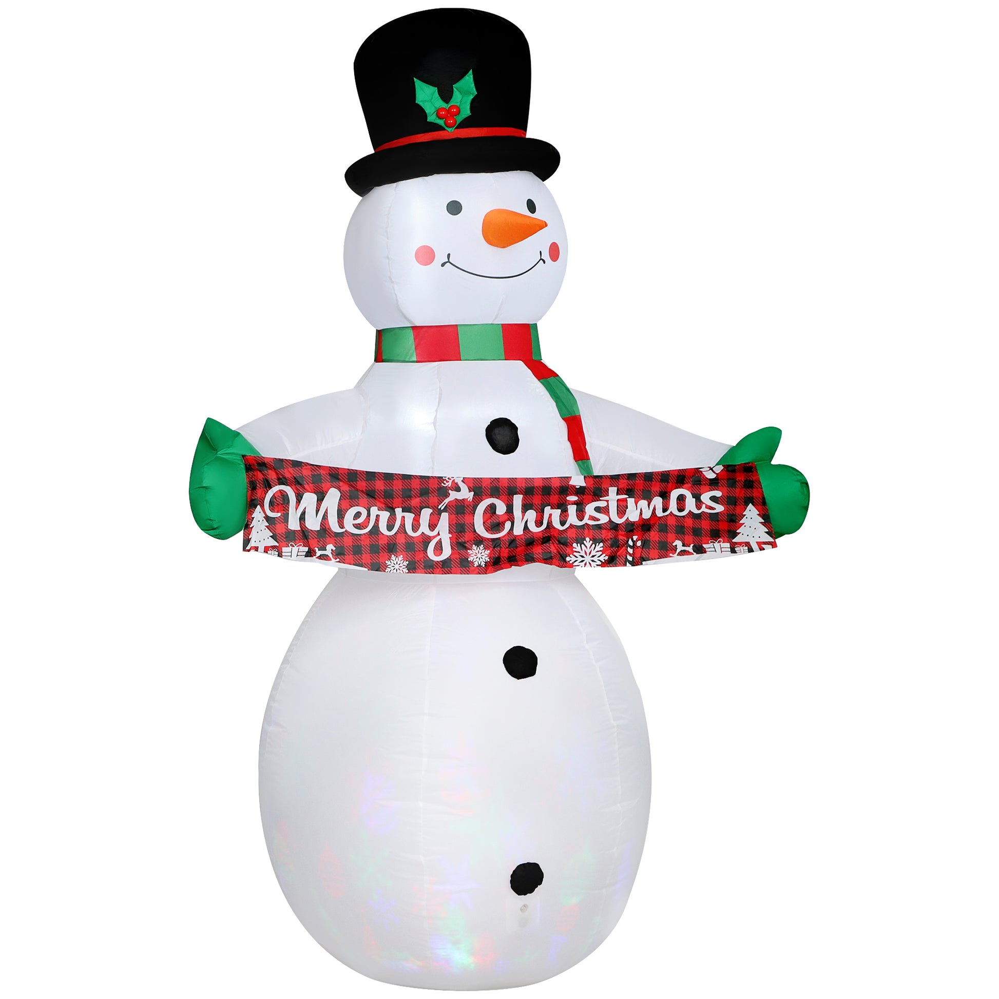 7FT Christmas Inflatables Snowman with Motion-Activated Music and Projector LED Light, Blow Up Inflatable Decoration