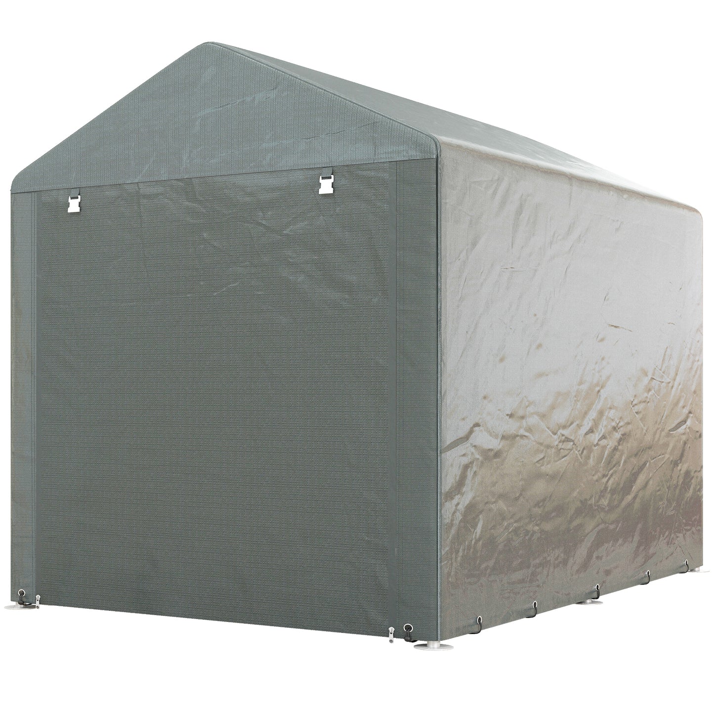 Portable Bicycle Shed with Galvanized Steel Frame and Large Door, Waterproof Outdoor Shed for Garden Tools, Light Grey