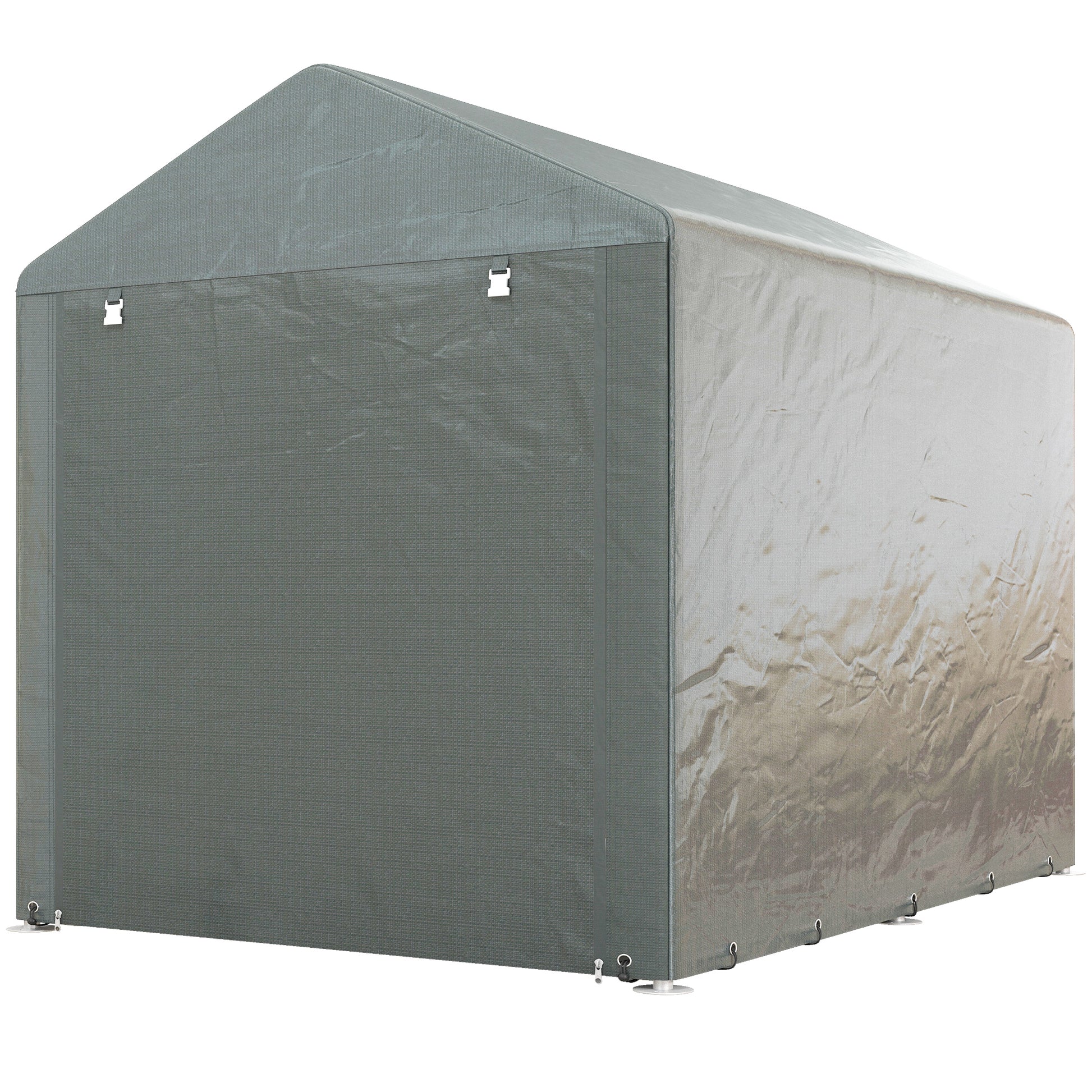Portable Bicycle Shed with Galvanized Steel Frame and Large Door, Waterproof Outdoor Shed for Garden Tools, Light Grey