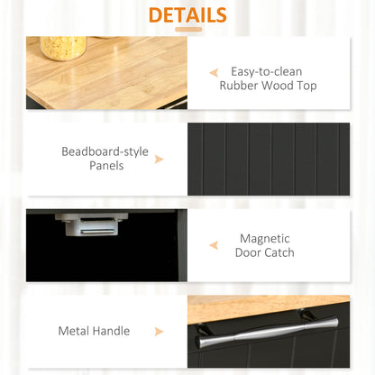 Rolling Kitchen Island, Kitchen Cart on Wheels with 2 Storage Drawers, 2 Door Cabinets and Towel Rack for Dining Room (Black, 2-Doors)