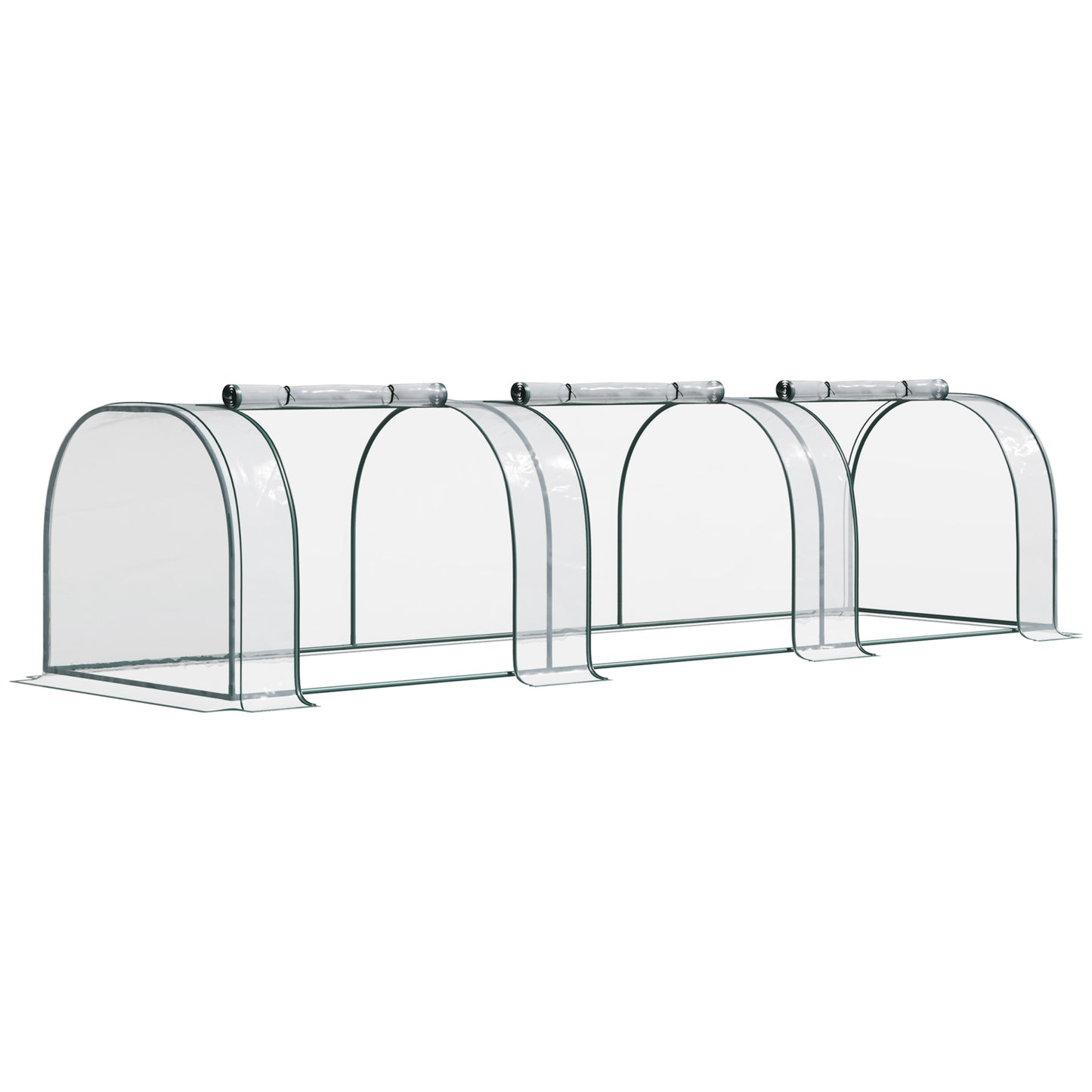 138"x39"x32" Transparent PVC Mini Tunnel Greenhouse Garden Green Grow Shed Portable Plant Flower Warm House Steel Frame Zipped Doors