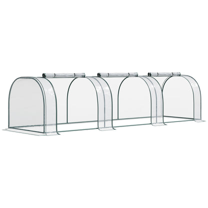 138"x39"x32" Transparent PVC Mini Tunnel Greenhouse Garden Green Grow Shed Portable Plant Flower Warm House Steel Frame Zipped Doors
