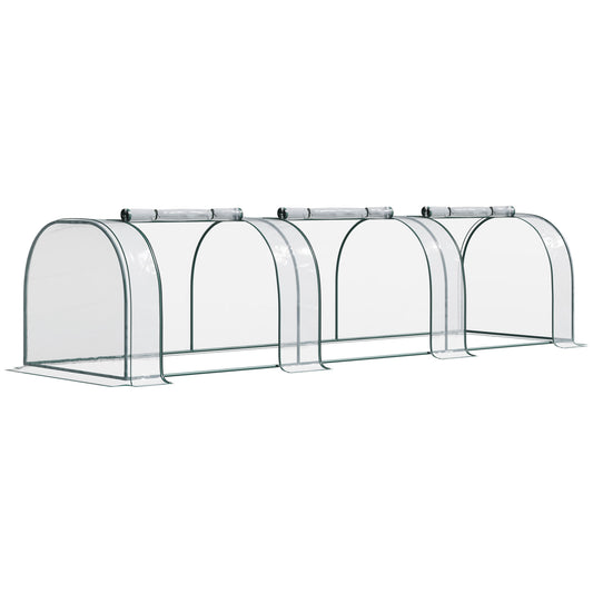 138"x39"x32" Transparent PVC Mini Tunnel Greenhouse Garden Green Grow Shed Portable Plant Flower Warm House Steel Frame Zipped Doors