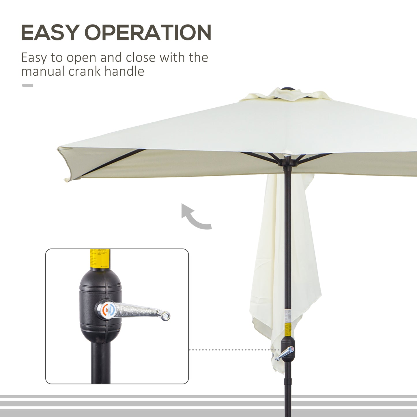 8ft Half Umbrella Outdoor Balcony Parasol Patio Garden Outdoor Window Sun Shade w/ 5 Ribs Beige
