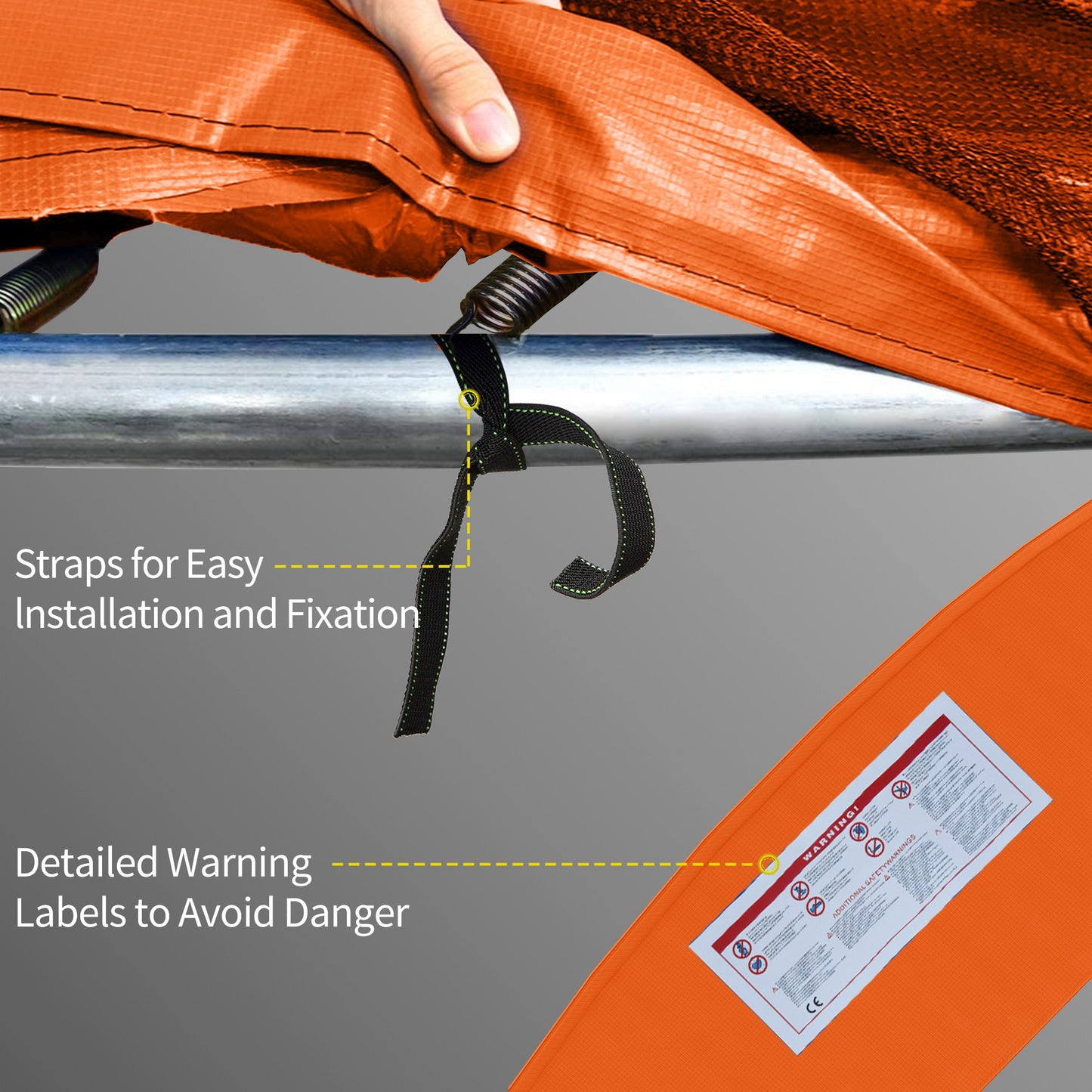 Soozier 14ft Trampoline Replacement Pad Trampolining Replacement Jump Bounce Exercise GYM Pad Only Light Orange