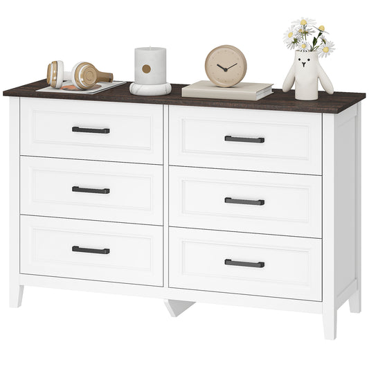 Wide Dresser for Bedroom with 6 Drawers Storage Chest of Drawers for Living Room, Closet, Laundry, Entryway