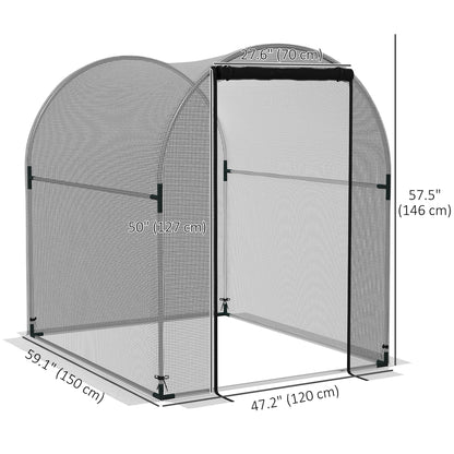 4.9' x 3.9' Crop Cage with Zipper Roll-Up Door, Mesh Plant Protection Tent from Animals with Galvanised Steel Frame
