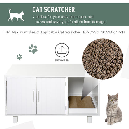 Cat Litter Box Enclosure, Hidden Litter Box Furniture, Cat House End Table Washroom with Scratching Pad