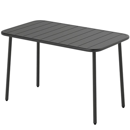 47" x 28" Outdoor Dining Table for 4, Rectangular Patio Table with Slatted Top and Rounded Edges, Grey