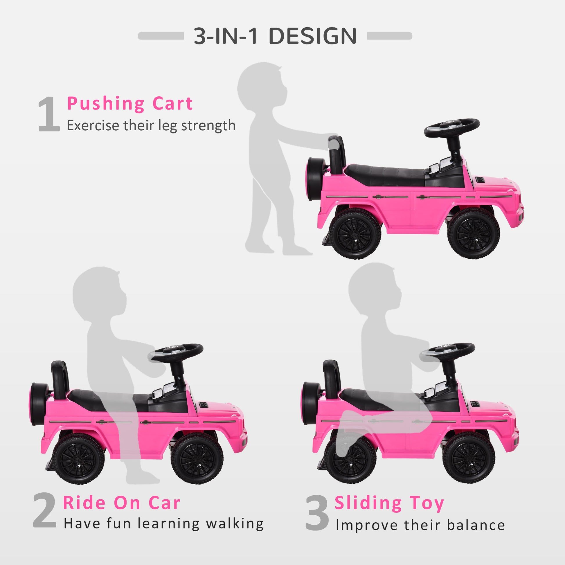 Aosom Compatible Baby Toddler Push Car Foot-to-Floor Ride-On Wheel Mercedes-Benz G350 Licensed Pink